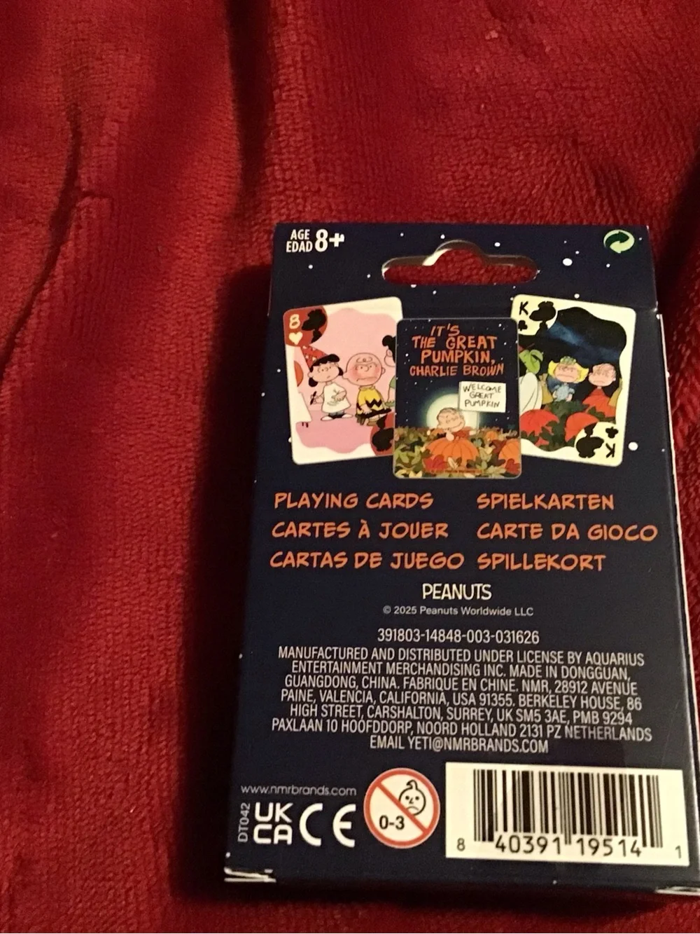 Kids Pumpkin Charlie Brown playing cards